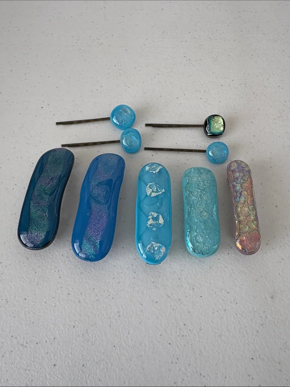 9-pc.Blue Ombre Glass Hair Clip Set